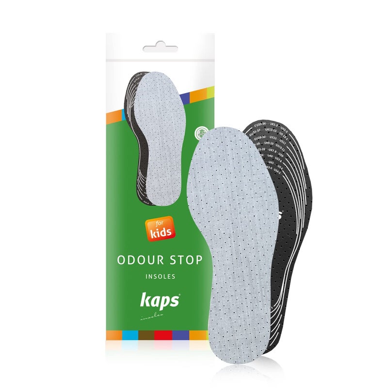 Kaps Best Shoe Insoles Inserts for Children | Bad Smell Odor-Eater Technology with Breathable Foam |Cut to Fit | Kaps Odour Stop Kids Made in Europe Multicolor - Image 1